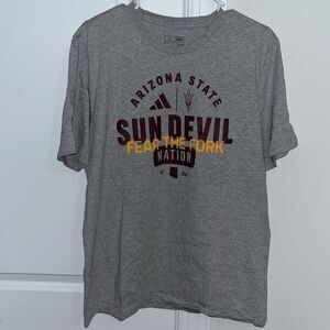 Adidas Gray & Maroon Sparky Pitchfork Arizona State ASU Sun Devils T Shirt L